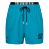 Calvin Klein Swimshort Medium Double WB Herren Badehose Clear Turquoise